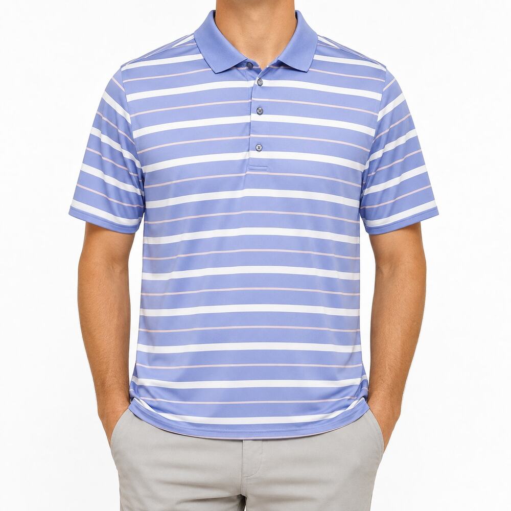 FootJoy Golf Polo Shirt XL Blue White FJ Striped Short Sleeve Golf